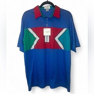 Vintage Deadstock Tournament by Arrow TNT Aztec Patch Short Sleeve Polo Men‎ L